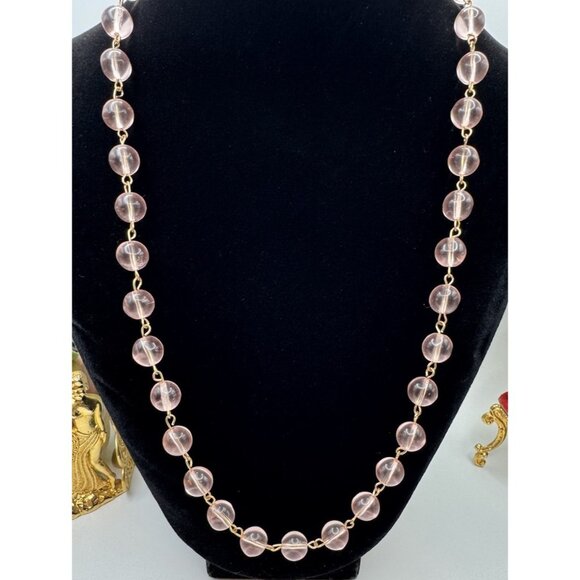 Vintage Translucent Pink Art Glass Choker Necklace Estate Find Jewelry Pretty - Picture 3 of 8